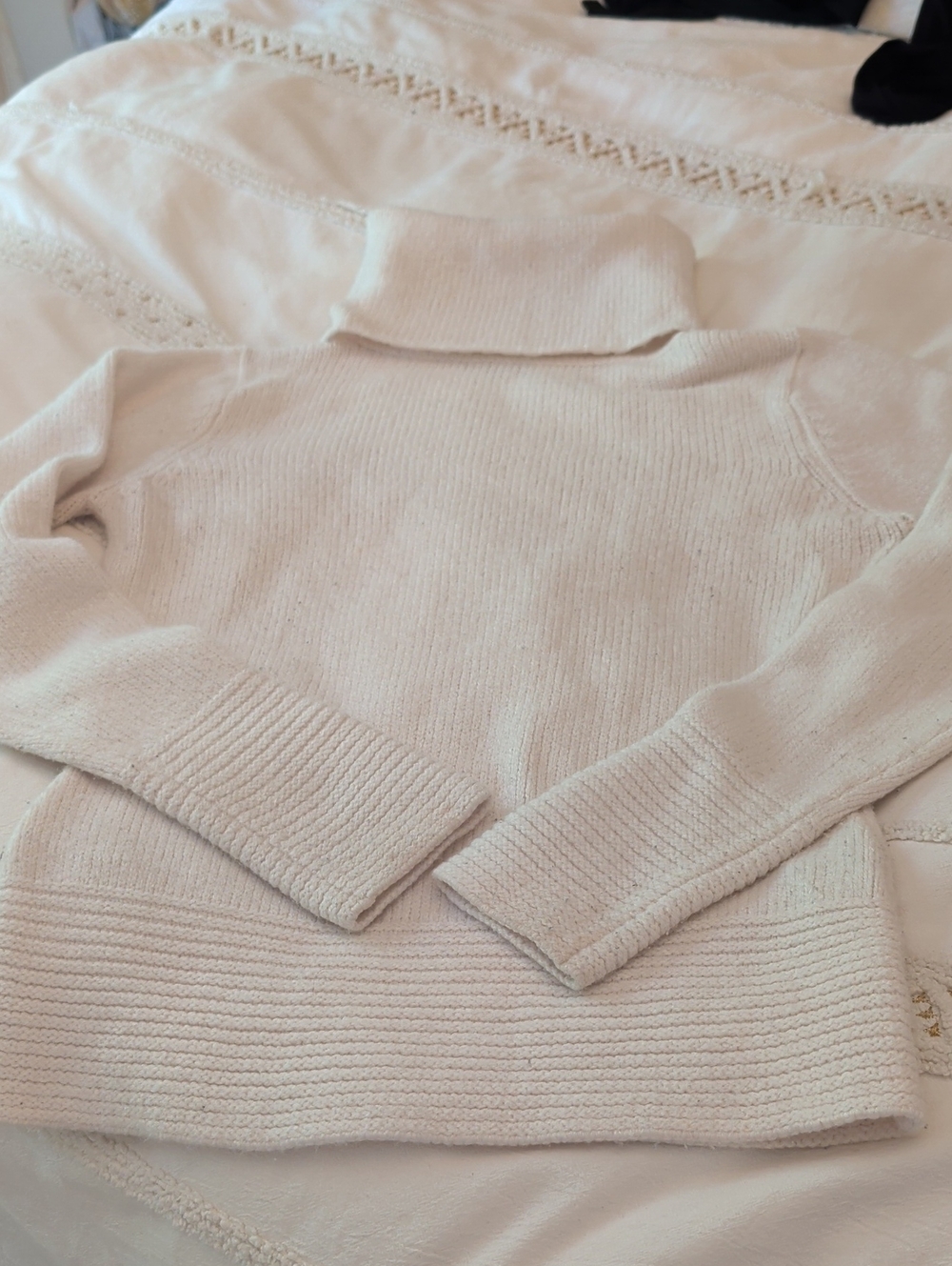 Jacob Cream Turtleneck Sweater - Ribbed Hem & Cuffs